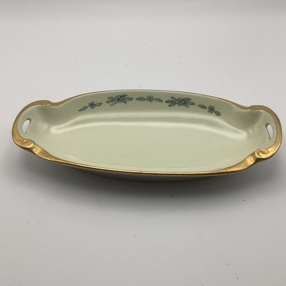 Japan Relish Tray with Gold Gilt and Hand-painted Flowers - Picture 3 of 9